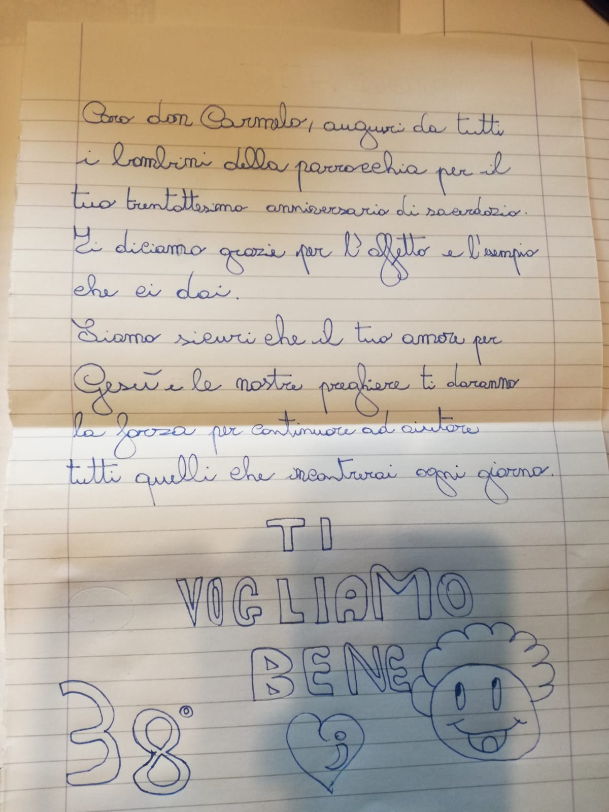 lettera dei bambini del catechismo a don carmelo