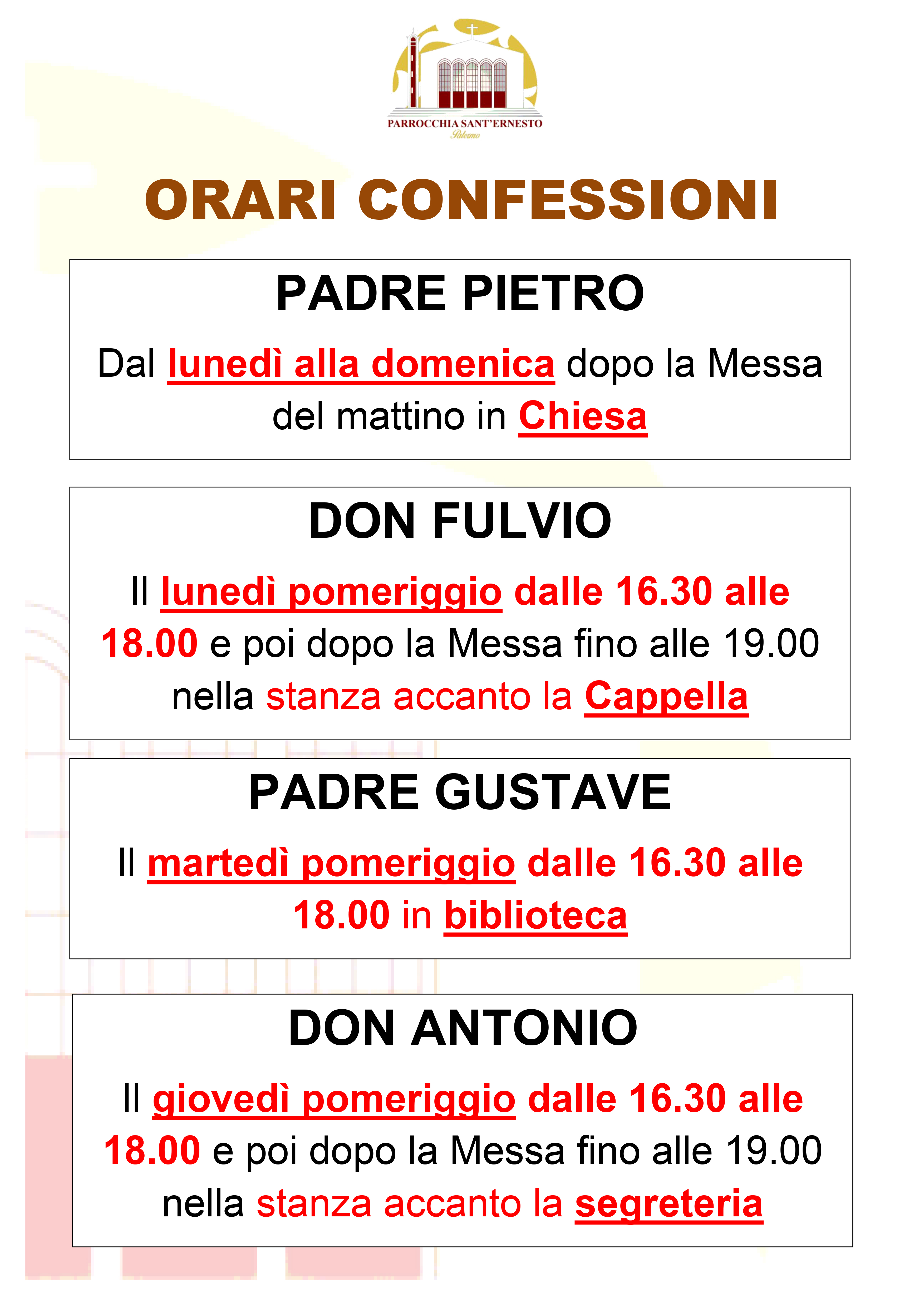 ORARI CONFESSIONI